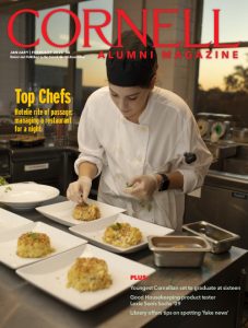 January/February 2020 magazine cover featuring a chef plating mac & cheese